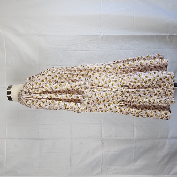 Shade Amour 100% Cotton Tiered Floral Print Tie Front Short Sleeve Mini Dress L - Picture 7 of 12